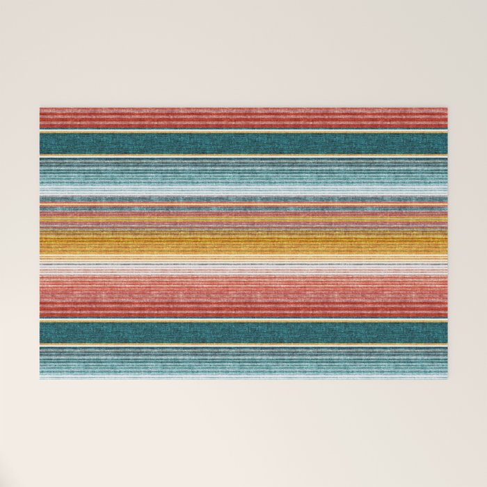 serape southwest stripe - orange & teal Welcome Mat Gallery Image 1