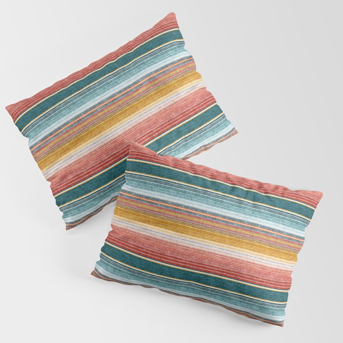 serape southwest stripe - orange & teal Pillow Sham Gallery Image 1