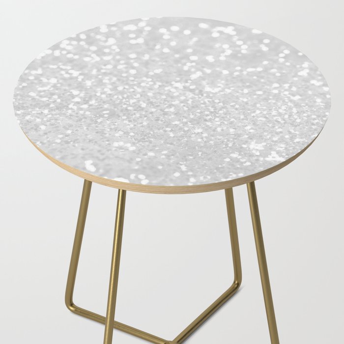 Chic elegant glamour white faux glitter Side Table Gallery Image 2