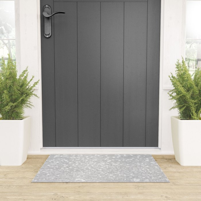 Chic elegant glamour white faux glitter Welcome Mat Gallery Image 3