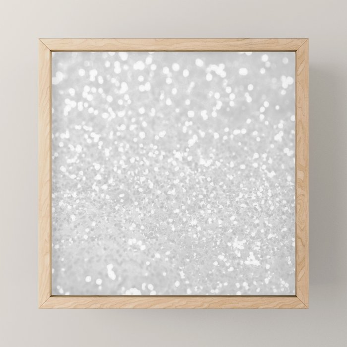 Chic elegant glamour white faux glitter Mini Art Print Gallery Image 1