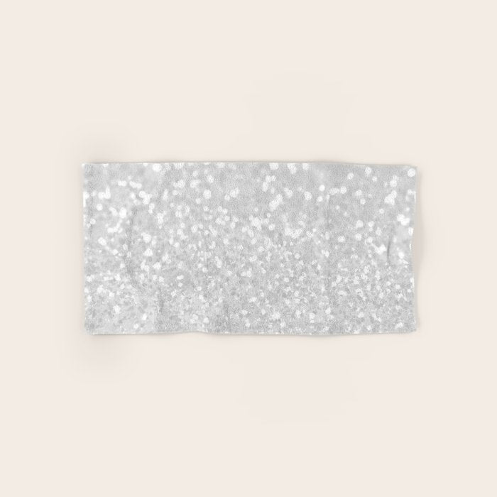 Chic elegant glamour white faux glitter Bath Towel Gallery Image 1
