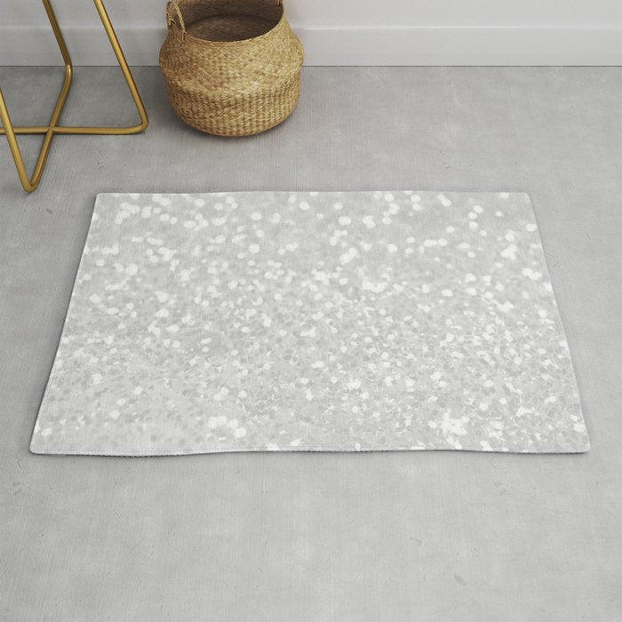 Chic elegant glamour white faux glitter Rug Gallery Image 1