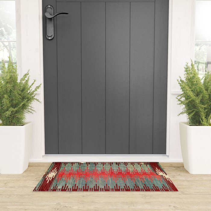 Sivas Antique Turkish Kilim Print Welcome Mat Gallery Image 3