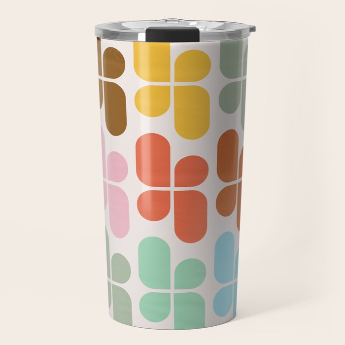 Retro Shapes Geometry Pattern Travel Mug Gallery Image 1