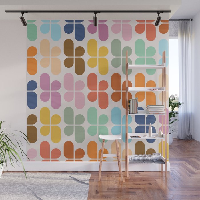 Retro Shapes Geometry Pattern Wall Mural Gallery Image 1