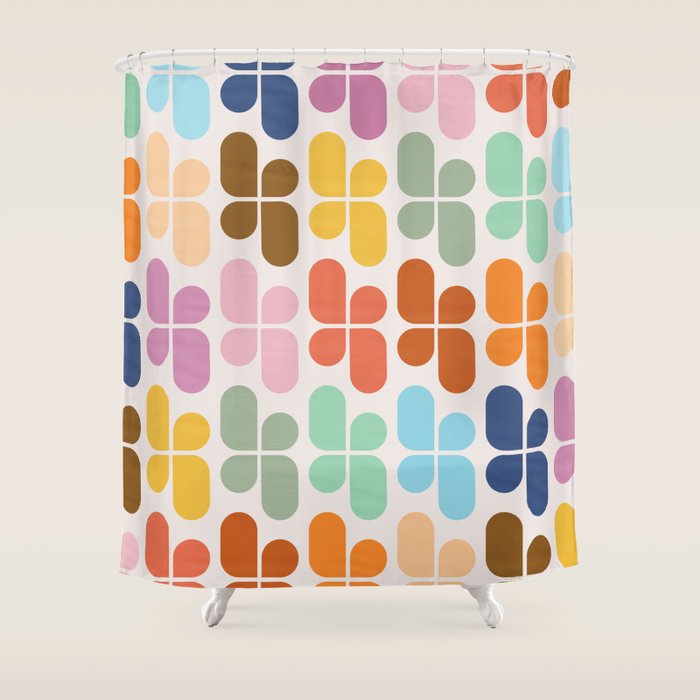Retro Shapes Geometry Pattern Shower Curtain Gallery Image 1