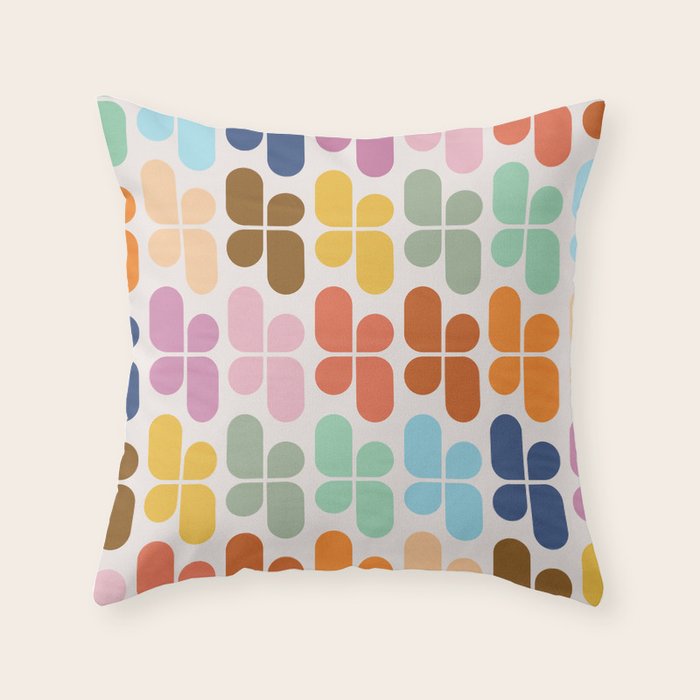 Retro Shapes Geometry Pattern Throw Pillow Gallery Image 1