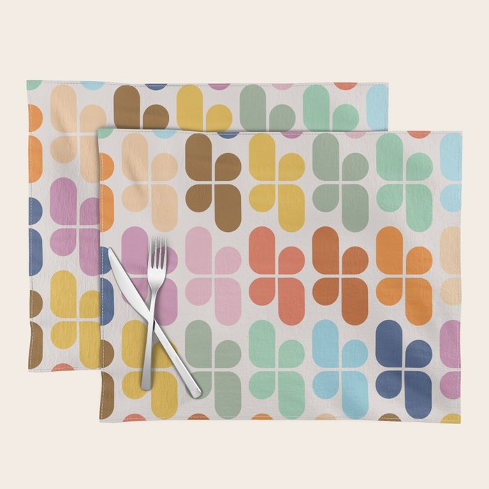 Retro Shapes Geometry Pattern Placemat Gallery Image 1