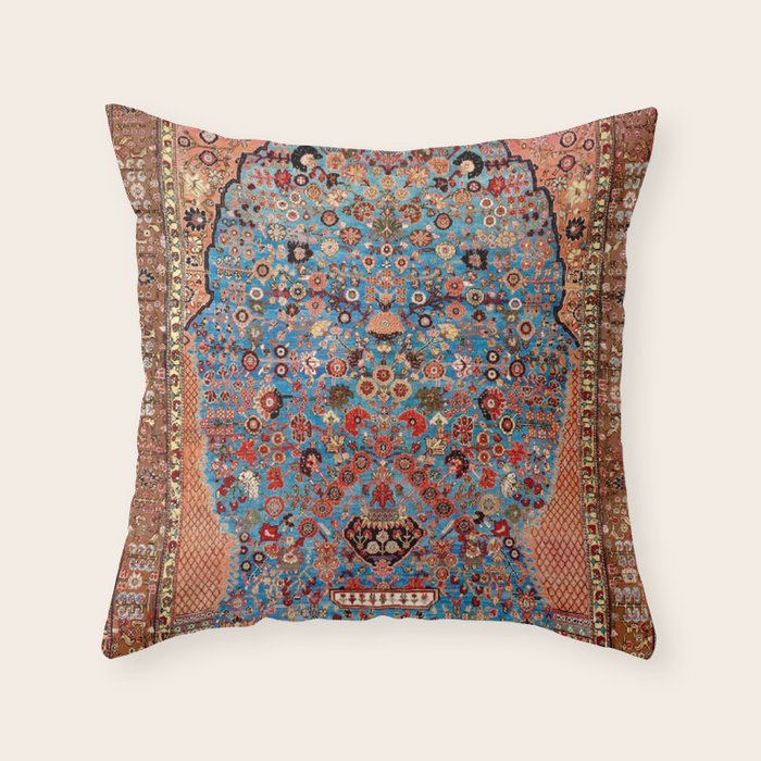 Qashqai Floral Prayer Rug circa 1870 Throw Pillow Gallery Image 6
