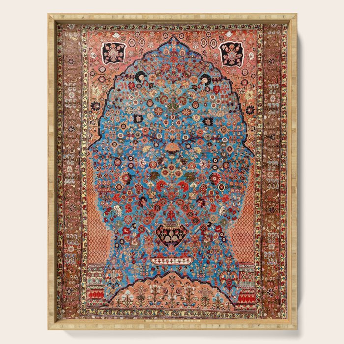 Qashqai Floral Prayer Rug circa 1870 Serving Tray Gallery Image 1