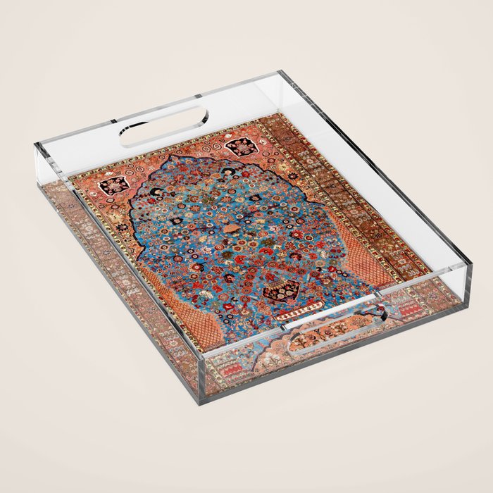Qashqai Floral Prayer Rug circa 1870 Acrylic Tray Gallery Image 1