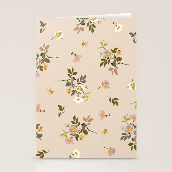 seamless pattern with rose hips on a pink background Stationery Card Gallery Image 2
