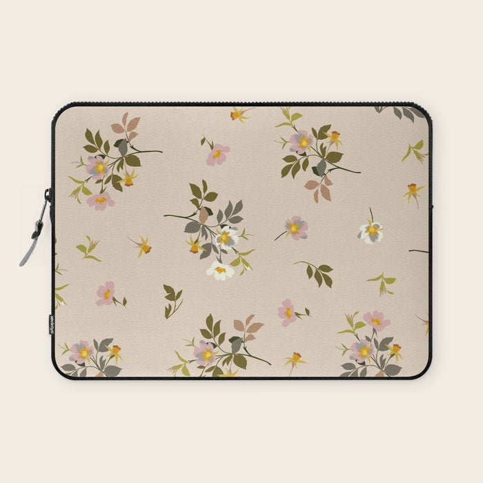 seamless pattern with rose hips on a pink background Laptop Sleeve Gallery Image 1