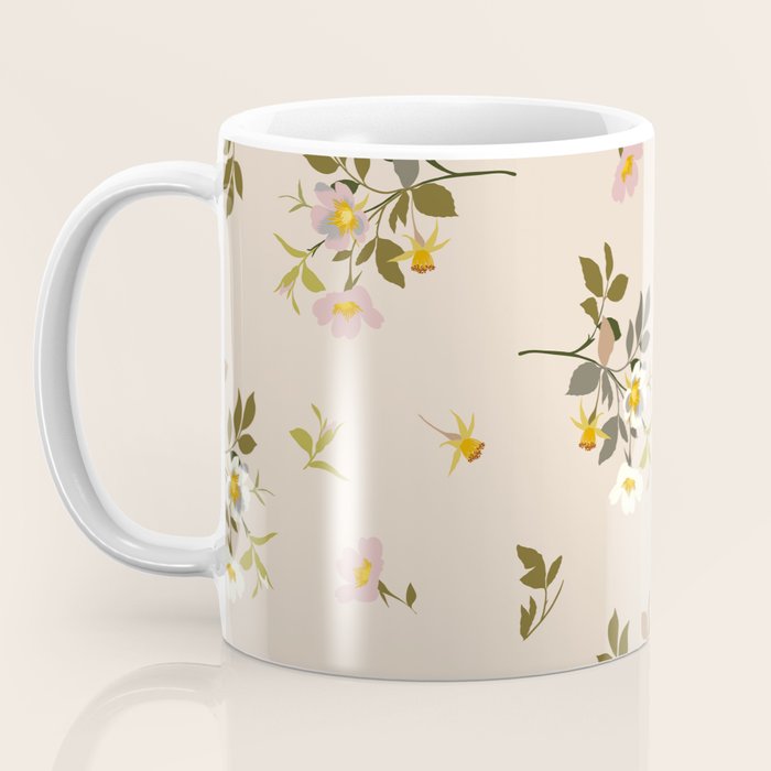seamless pattern with rose hips on a pink background Coffee Mug Gallery Image 3