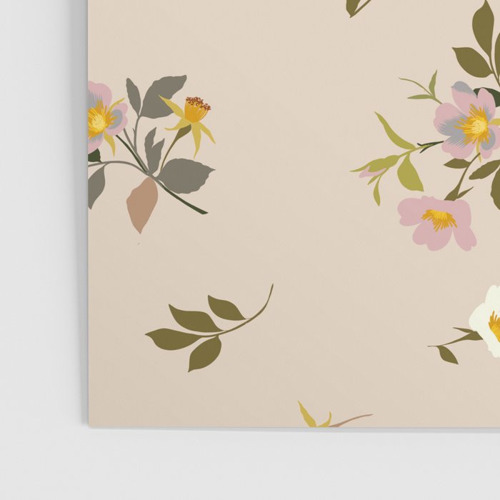 seamless pattern with rose hips on a pink background Poster Gallery Image 3