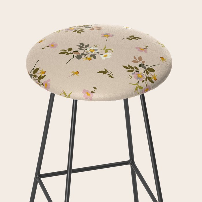 seamless pattern with rose hips on a pink background Stool Gallery Image 2