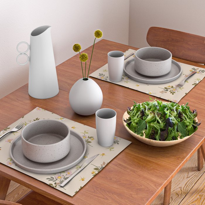 seamless pattern with rose hips on a pink background Placemat Gallery Image 2