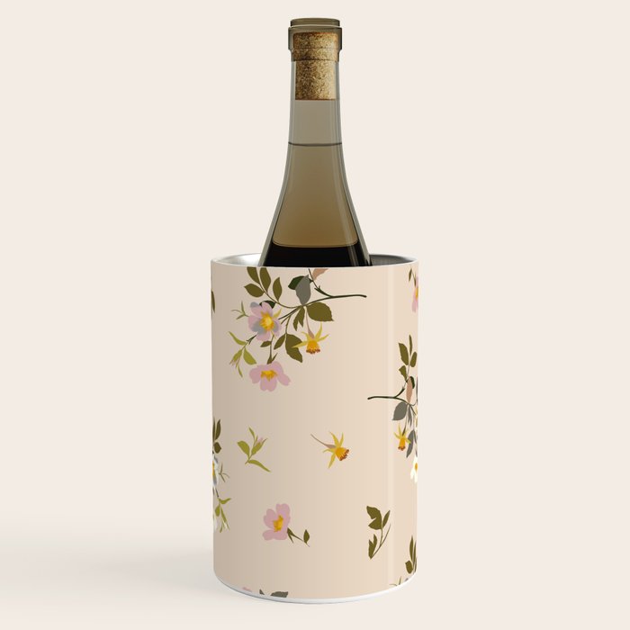 seamless pattern with rose hips on a pink background Wine Chiller Gallery Image 2