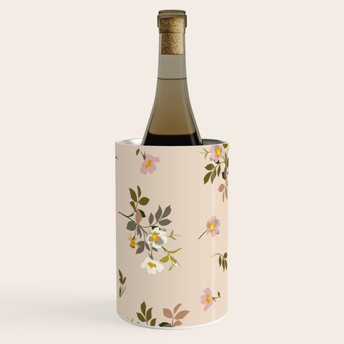 seamless pattern with rose hips on a pink background Wine Chiller Gallery Image 1