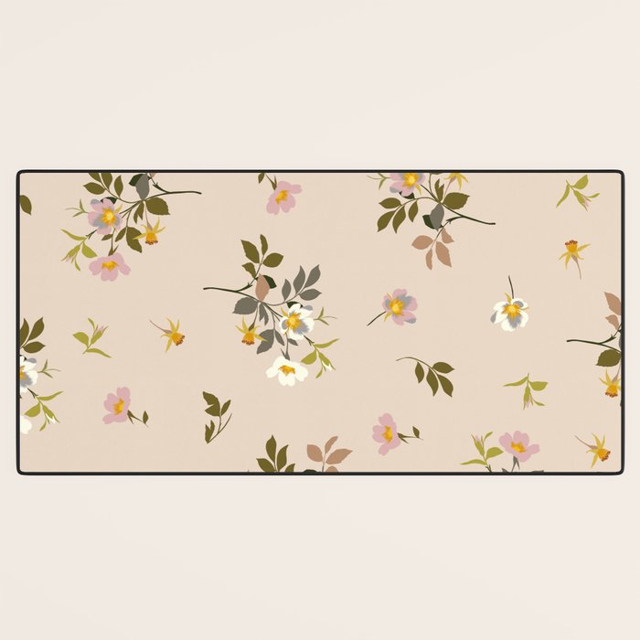 seamless pattern with rose hips on a pink background Desk Mat Gallery Image 3