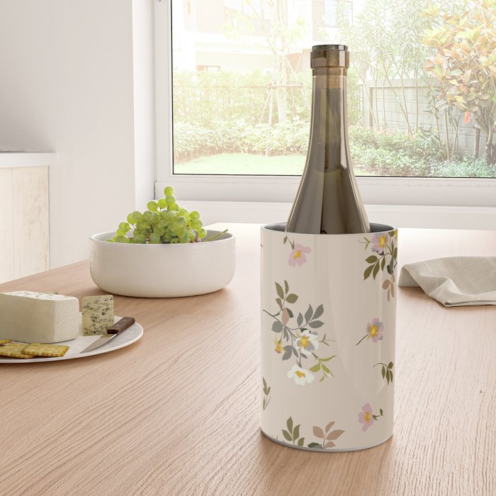 seamless pattern with rose hips on a pink background Wine Chiller Gallery Image 4