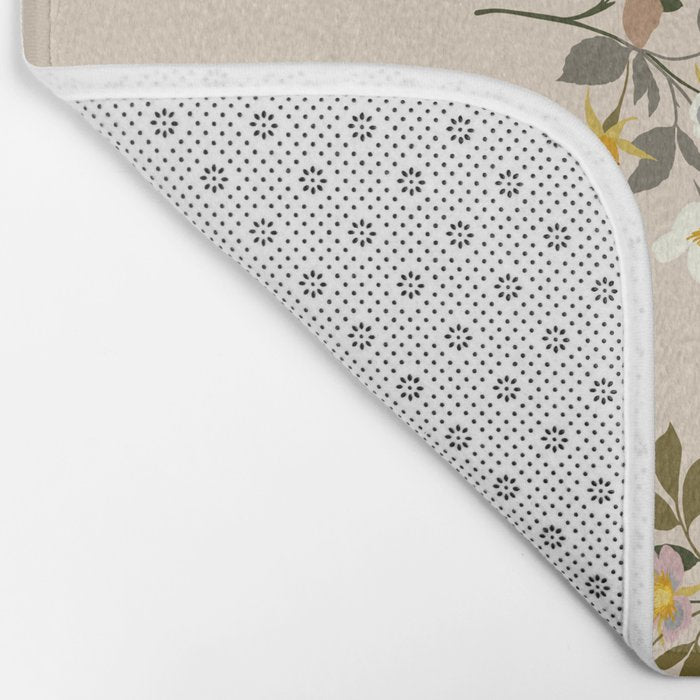 seamless pattern with rose hips on a pink background Bath Mat Gallery Image 2