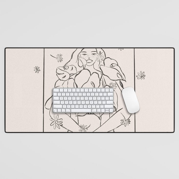 Falling Flowers lines Desk Mat Gallery Image 1