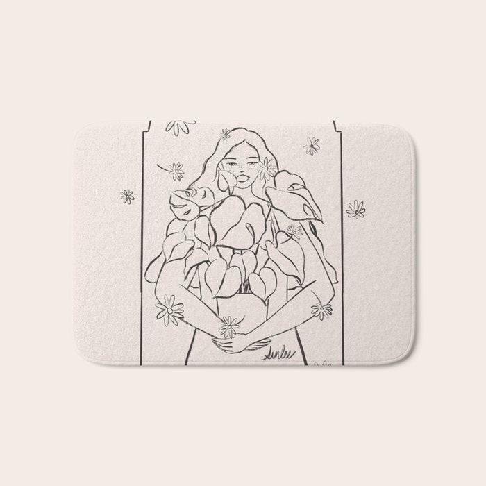Falling Flowers lines Bath Mat Gallery Image 1