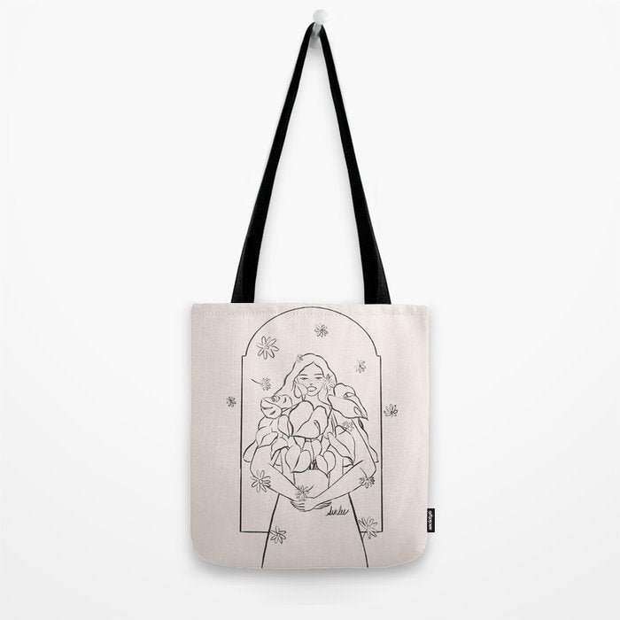 Falling Flowers lines Tote Bag Gallery Image 2