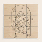 Falling Flowers lines Wood Wall Art Gallery Image 1