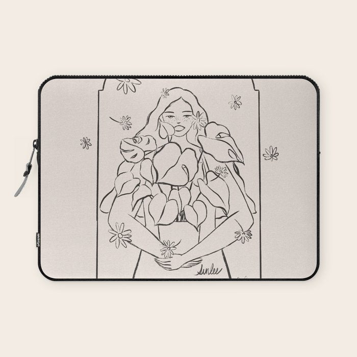 Falling Flowers lines Laptop Sleeve Gallery Image 1