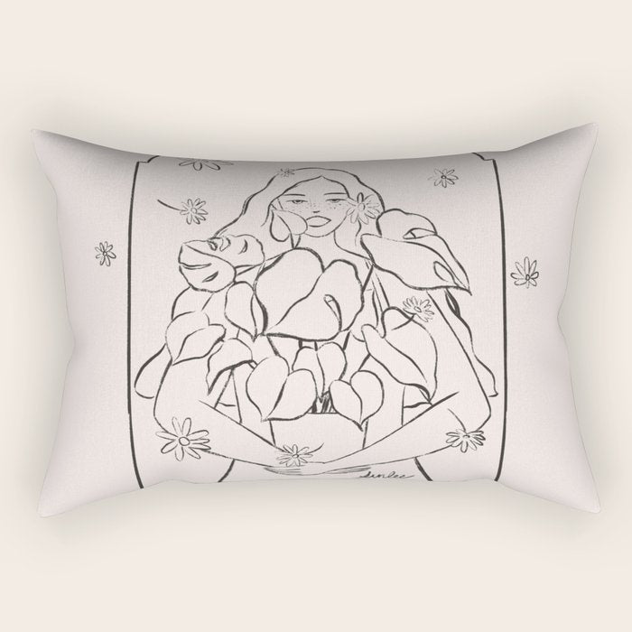 Falling Flowers lines Rectangular Pillow Gallery Image 1