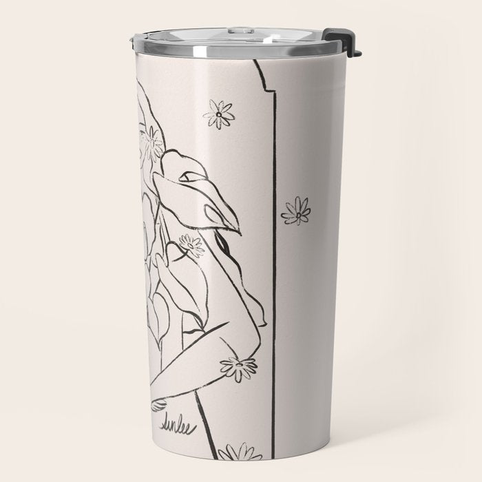 Falling Flowers lines Travel Mug Gallery Image 2