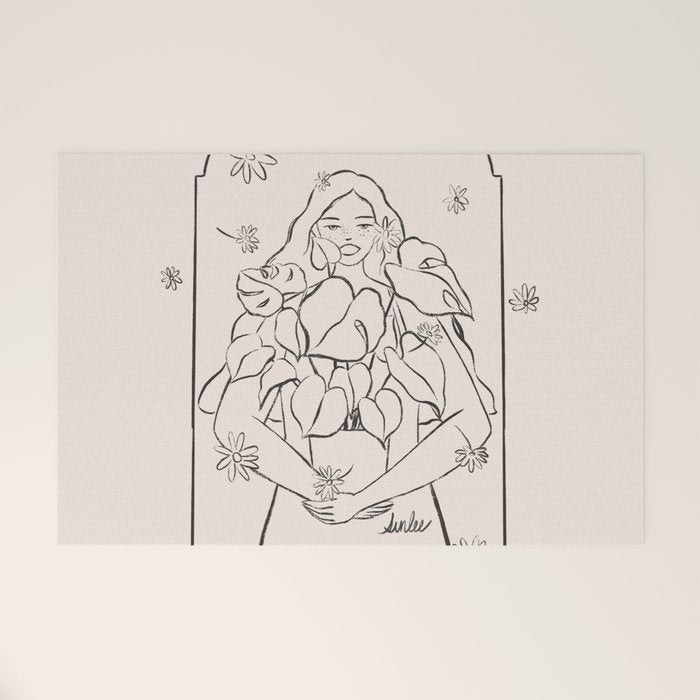 Falling Flowers lines Welcome Mat Gallery Image 1