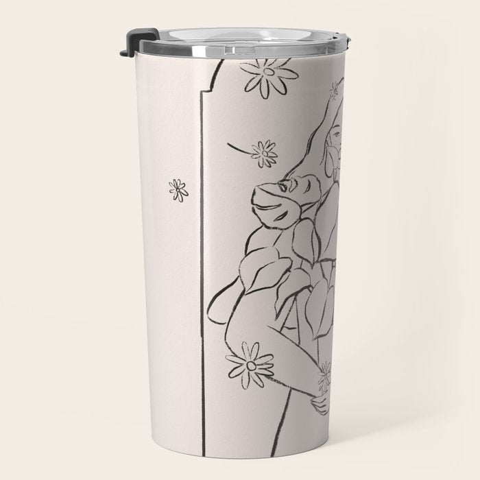 Falling Flowers lines Travel Mug Gallery Image 3