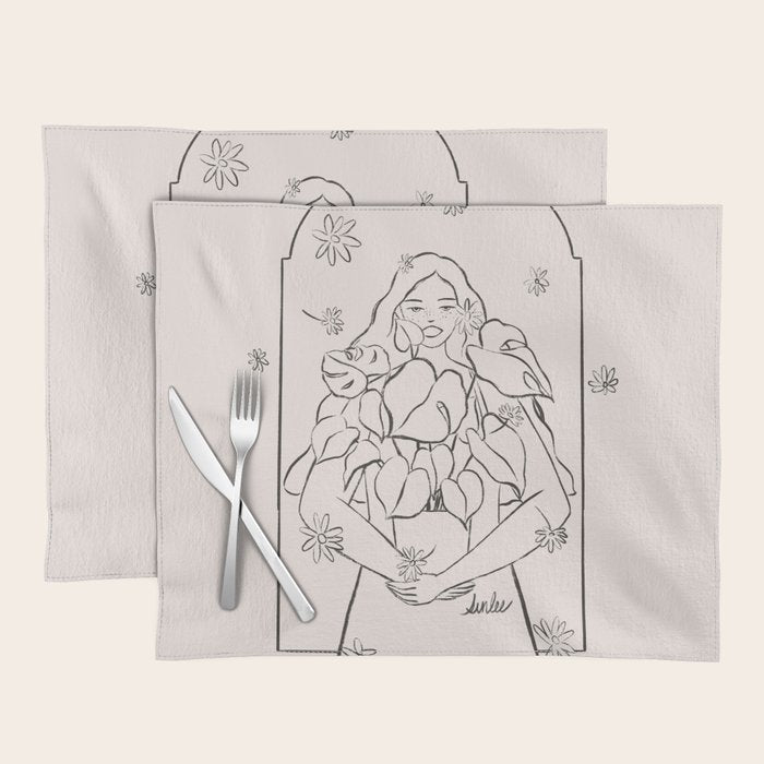 Falling Flowers lines Placemat Gallery Image 1