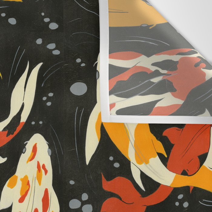 Koi in Black Water Wall Tapestry Gallery Image 3