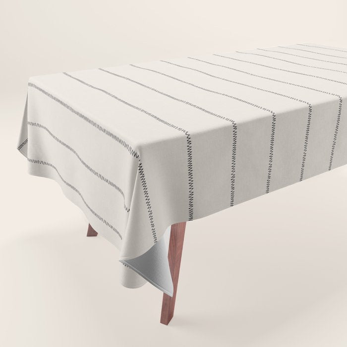 French Cream Linen Stripe Tablecloth Gallery Image 1