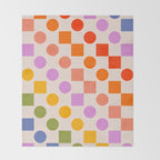 Bold Playful Checks and Dots Pattern - Rainbow colours Throw Blanket Gallery Image 2