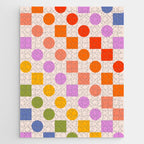 Bold Playful Checks and Dots Pattern - Rainbow colours Jigsaw Puzzle Gallery Image 1