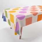 Bold Playful Checks and Dots Pattern - Rainbow colours Tablecloth Gallery Image 1