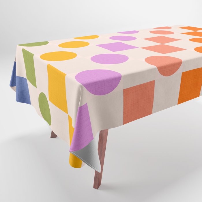 Bold Playful Checks and Dots Pattern - Rainbow colours Tablecloth Gallery Image 1
