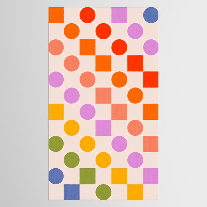 Bold Playful Checks and Dots Pattern - Rainbow colours Tablecloth Gallery Image 2