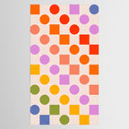Bold Playful Checks and Dots Pattern - Rainbow colours Tablecloth Gallery Image 2