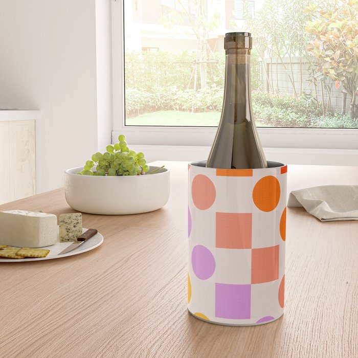 Bold Playful Checks and Dots Pattern - Rainbow colours Wine Chiller Gallery Image 4