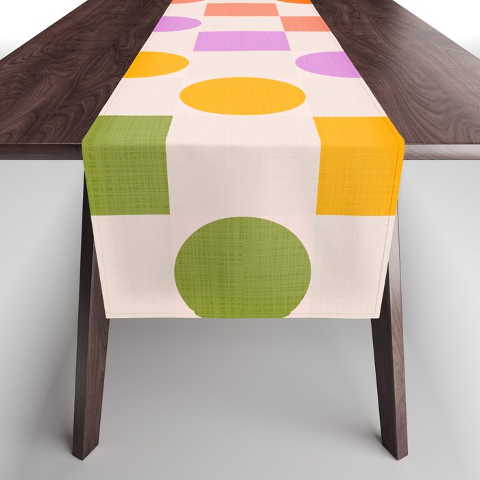 Bold Playful Checks and Dots Pattern - Rainbow colours Table Runner Gallery Image 1