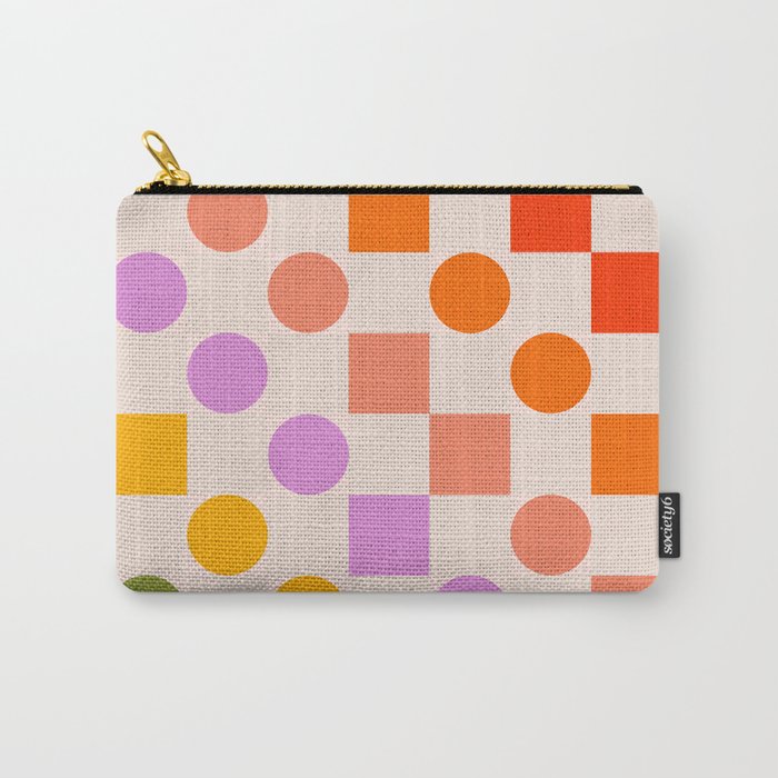 Bold Playful Checks and Dots Pattern - Rainbow colours Carry All Pouch Gallery Image 1