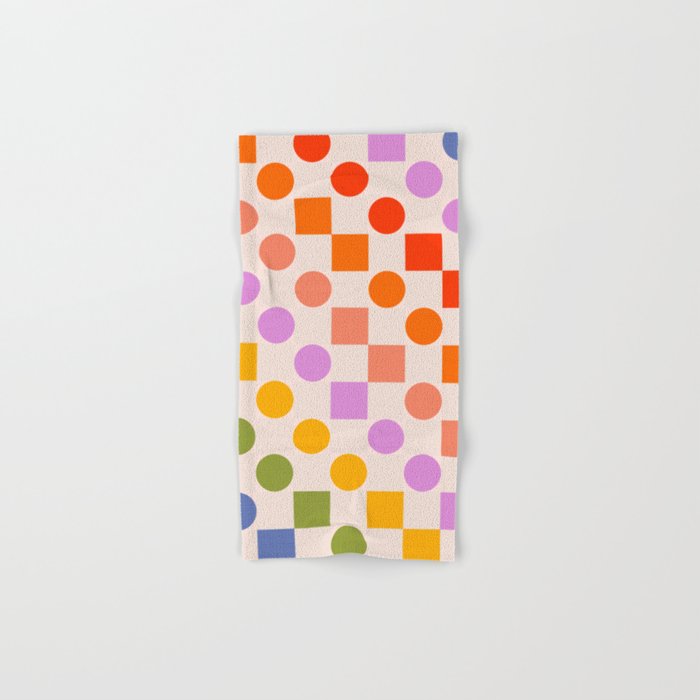 Bold Playful Checks and Dots Pattern - Rainbow colours Bath Towel Gallery Image 1