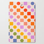 Bold Playful Checks and Dots Pattern - Rainbow colours Cutting Board Gallery Image 1